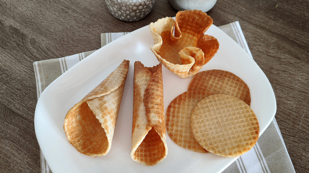 Cialde keto croccanti per coni gelato