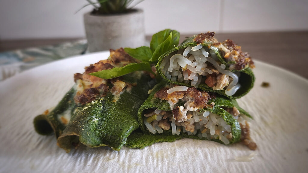 Cannelloni keto con crepes e spaghetti di konjac